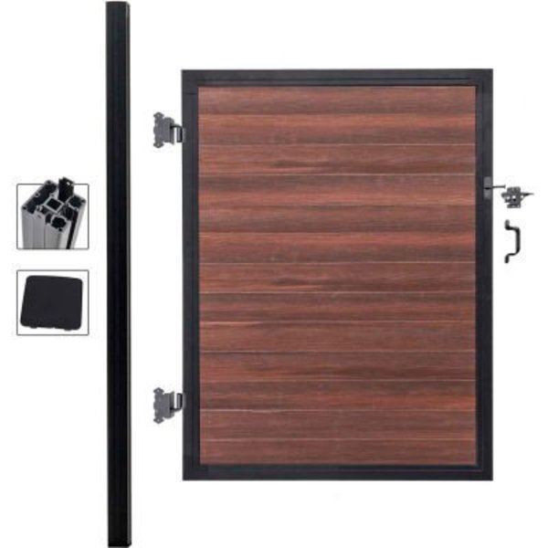 Jewett Cameron Companies Full Composite 4'W x 6'H Black Rose Aluminum/Composite Adjustable Single Gate Kit-IN GROUND ONLY EF UT1226